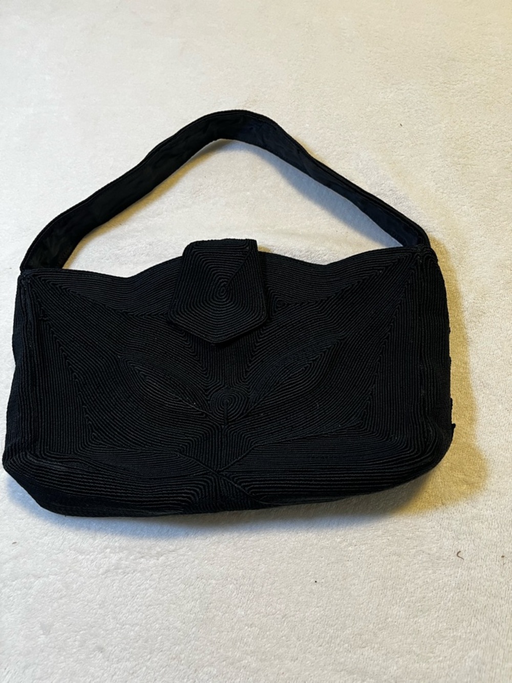 🖤 Vintage Cordé Black Handbag Structured Art Deco Shoulder Bag - Picture 2 of 6